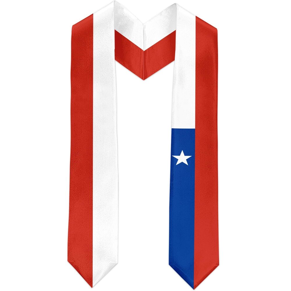2235 Chile Flag Graduation Sash Satin Scarf 72" Stole for Abroad Student